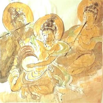 宋庆国《写意彩墨佛像》