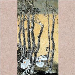 樊明朝《寒溪清晓》