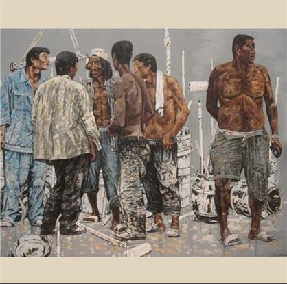 李平油画  《涂料工》