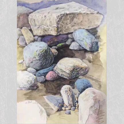 田百顺水彩《泰山之北》