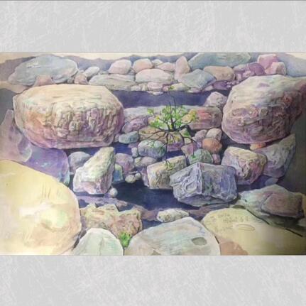 田百顺水彩《泰山之北》