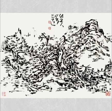 初中海焦墨山水《仿宋人山水》