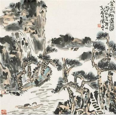 程风子《禅意山水》  68X68cm