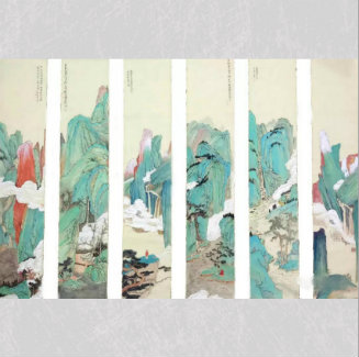 王凯青绿山水·六条屏